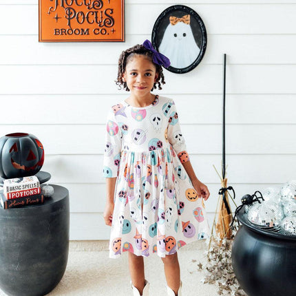 SALE Monster Mash 3/4 Sleeve Pocket Twirl Dress