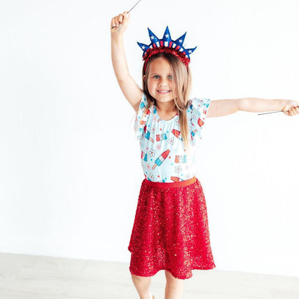 SALE Proudly Patriotic S/S Flutter Sleeve Leotard