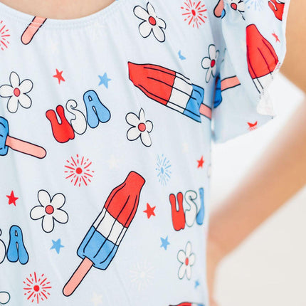 SALE Proudly Patriotic S/S Flutter Sleeve Leotard