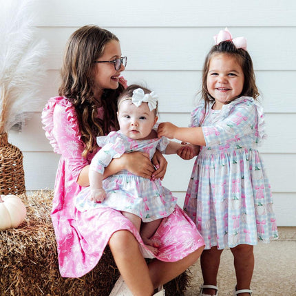 SALE Pumpkin Picnic 3/4 Sleeve Ruffle Twirl Dress