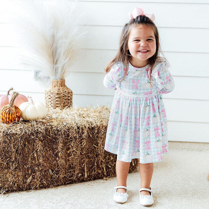SALE Pumpkin Picnic 3/4 Sleeve Ruffle Twirl Dress