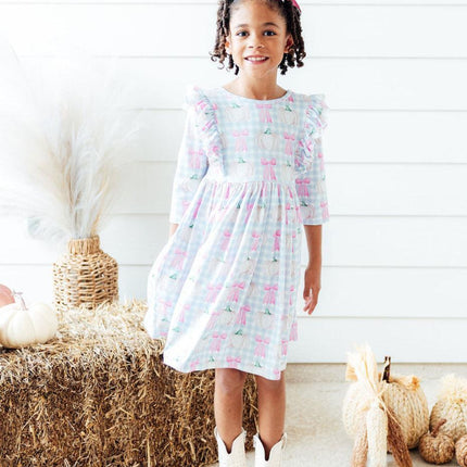 SALE Pumpkin Picnic 3/4 Sleeve Ruffle Twirl Dress