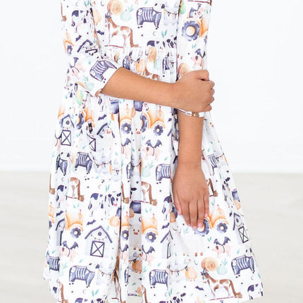 SALE Stay Spooky 3/4 Sleeve Pocket Twirl Dress