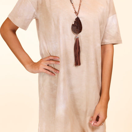 Adventuresome Beige Tie Dye T-Shirt Dress