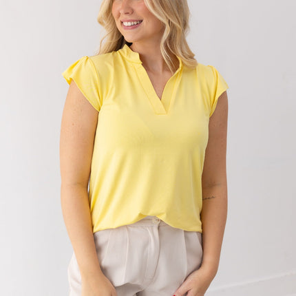 Nicole V-Neck Top, Yellow
