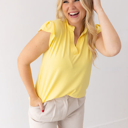 Nicole V-Neck Top, Yellow