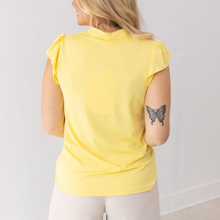 Nicole V-Neck Top, Yellow