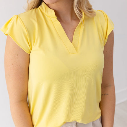 Nicole V-Neck Top, Yellow