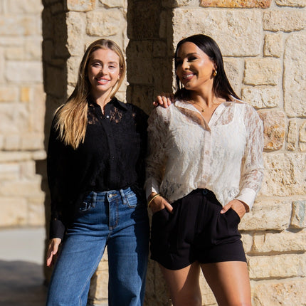 Kathryn Classic Button-Up, Black Lace