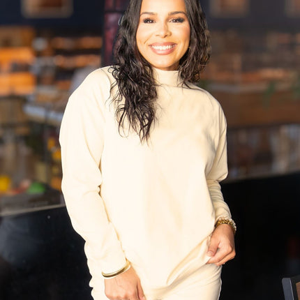Mock Neck Sweatshirt, Ivory