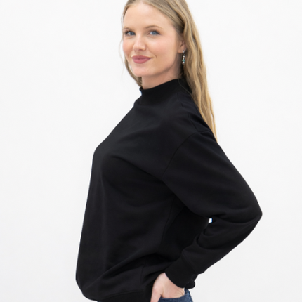 Mock Neck Sweatshirt, Black
