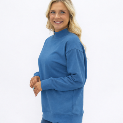 Mock Neck Sweatshirt, Navy