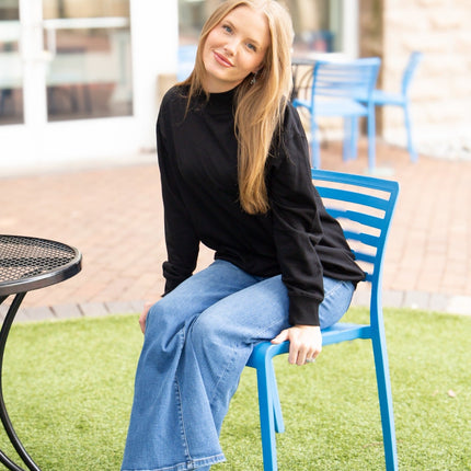 Mock Neck Sweatshirt, Black