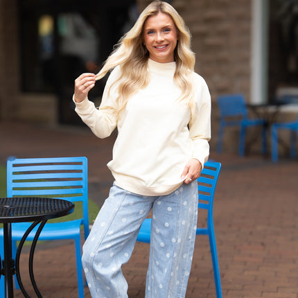 Mock Neck Sweatshirt, Ivory