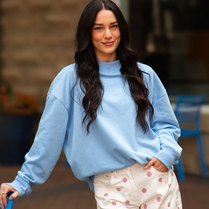 Mock Neck Sweatshirt, Blue