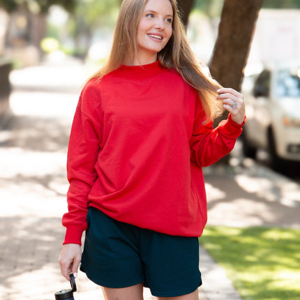 Mock Neck Sweatshirt, Red