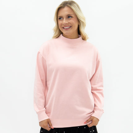 Mock Neck Sweatshirt, Light Pink