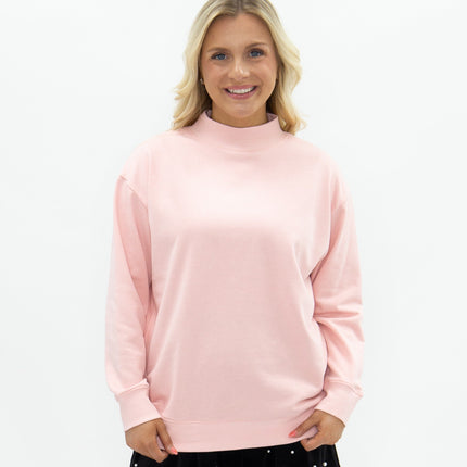 Mock Neck Sweatshirt, Light Pink