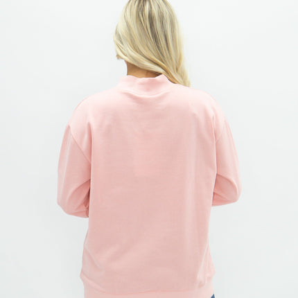 Mock Neck Sweatshirt, Light Pink