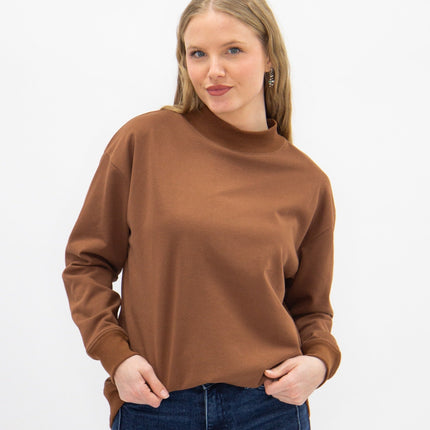 Mock Neck Sweatshirt, Brown