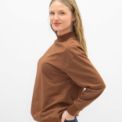 Mock Neck Sweatshirt, Brown