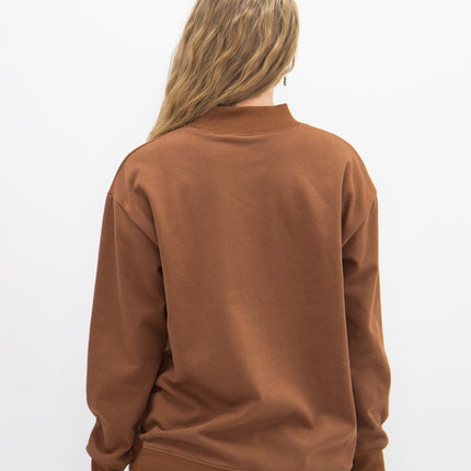 Mock Neck Sweatshirt, Brown