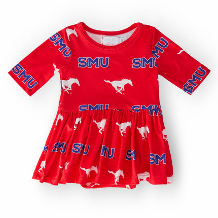 SMU Red Mustang 3/4 Sleeve Twirl Bodysuit