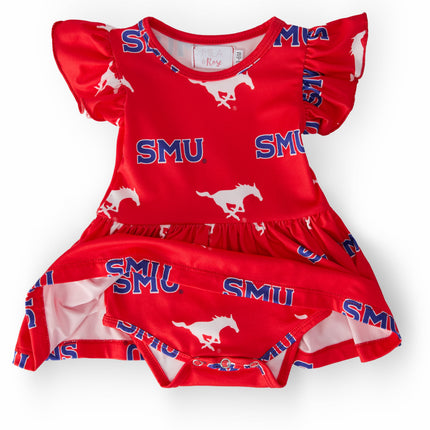 SMU Red Mustang S/S Flutter Twirl Bodysuit