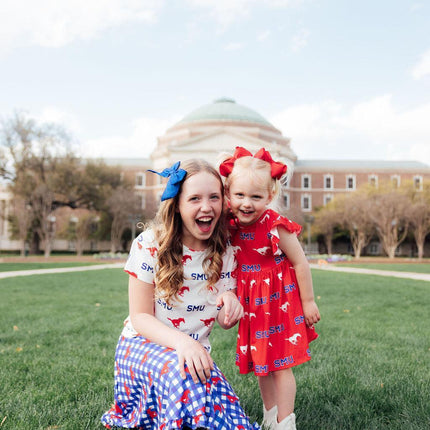 SMU Red Mustang Flutter Twirl Dress