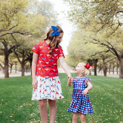 SMU Red Mustang Ruffle Pocket Tee