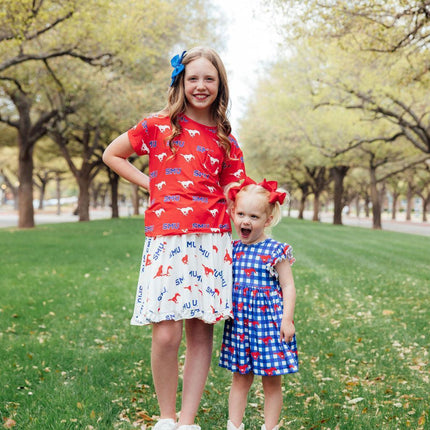 SMU Red Mustang Ruffle Pocket Tee
