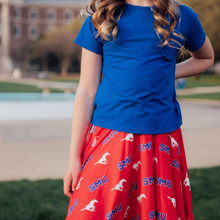 SMU Red Mustang Ruffle Twirl Skort