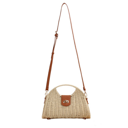 Stella Woven Straw Top Handle Crossbody Bag