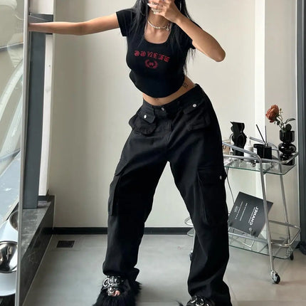 Vintage Cargo Pants Women Gyaru Brown Fashion Baggy Baddies Streetwear Hippie Trousers Casual 90s Aesthetic