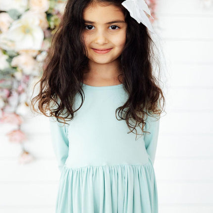 Sage 3/4 Sleeve Pocket Twirl Dress