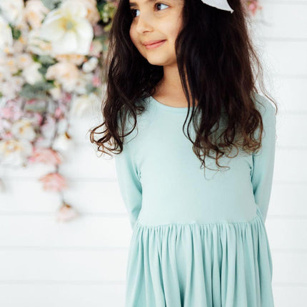 Sage 3/4 Sleeve Pocket Twirl Dress