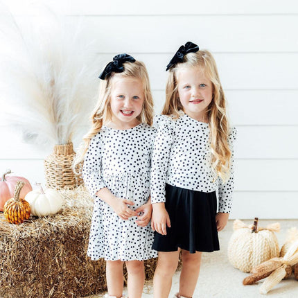 Scattered Dot L/S Ruffle Tee