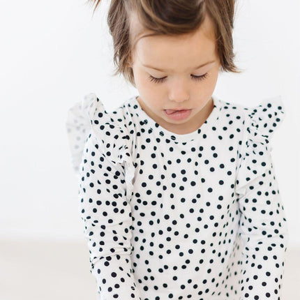 Scattered Dot L/S Ruffle Tee