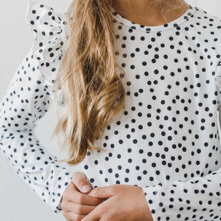 Scattered Dot L/S Ruffle Tee
