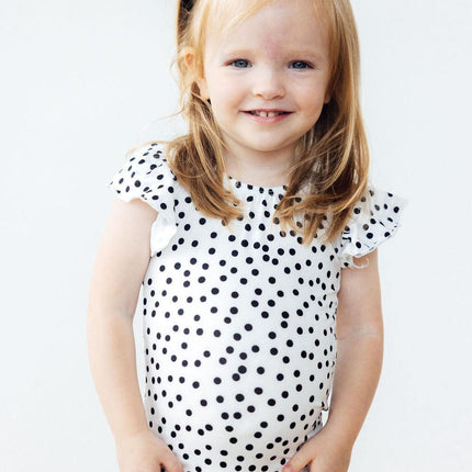 Scattered Dot S/S Flutter Sleeve Leotard