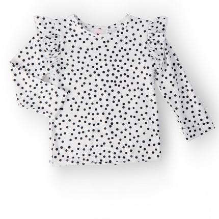 Scattered Dot L/S Ruffle Tee