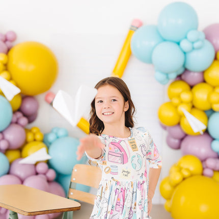 School is Cool 3/4 Sleeve Pocket Twirl Dress