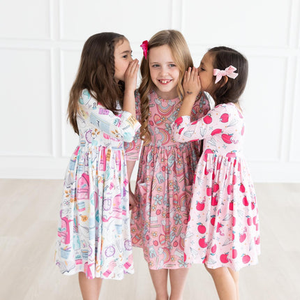 School is Cool 3/4 Sleeve Pocket Twirl Dress