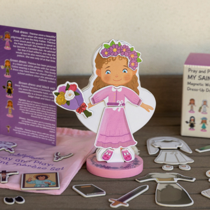 My Saint Thérèse, A magnetic wooden dress-up doll set