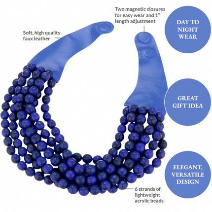 Women's Chunky Multi-Strand Beaded Statement Necklace with Magnetic Clasp