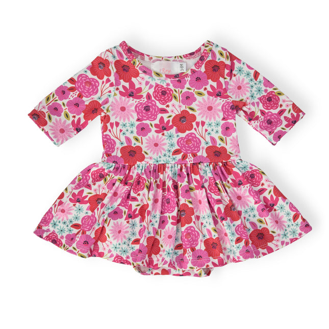 Secret Garden 3/4 Sleeve Twirl Bodysuit - Dashing Nova