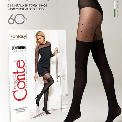 Conte Sensation 60 Den - Fantasy Opaque Stockings Imitation Women's Tights with Polka Dots (18С-15СП)