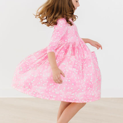 Shine Bright 3/4 Sleeve Pocket Twirl Dress