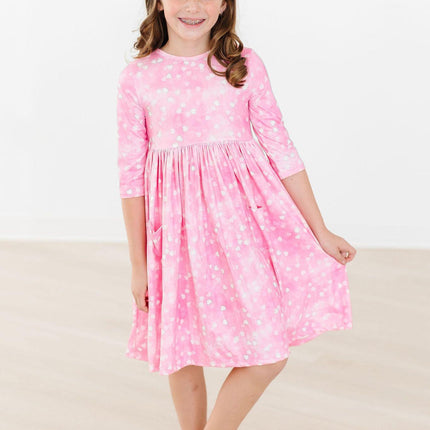 Shine Bright 3/4 Sleeve Pocket Twirl Dress