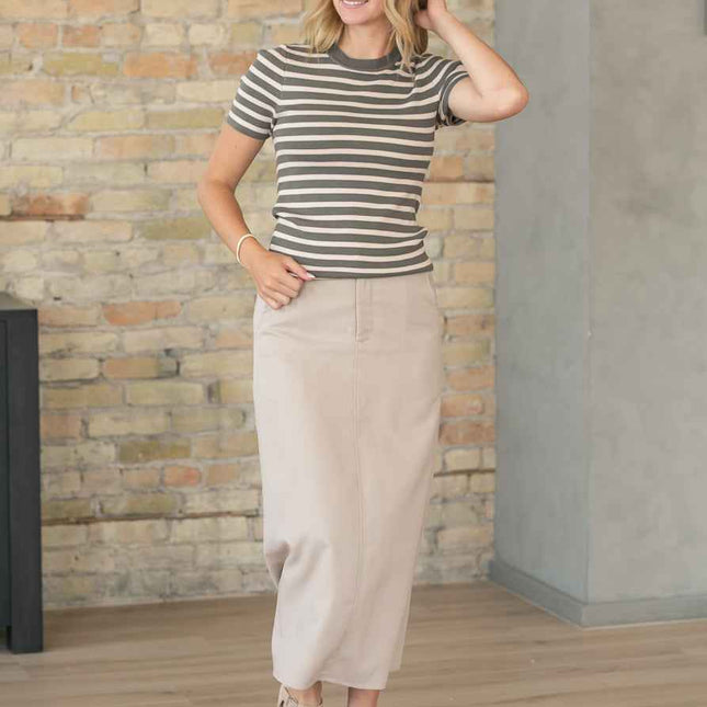 Stella Simply Taupe Denim Maxi Skirt